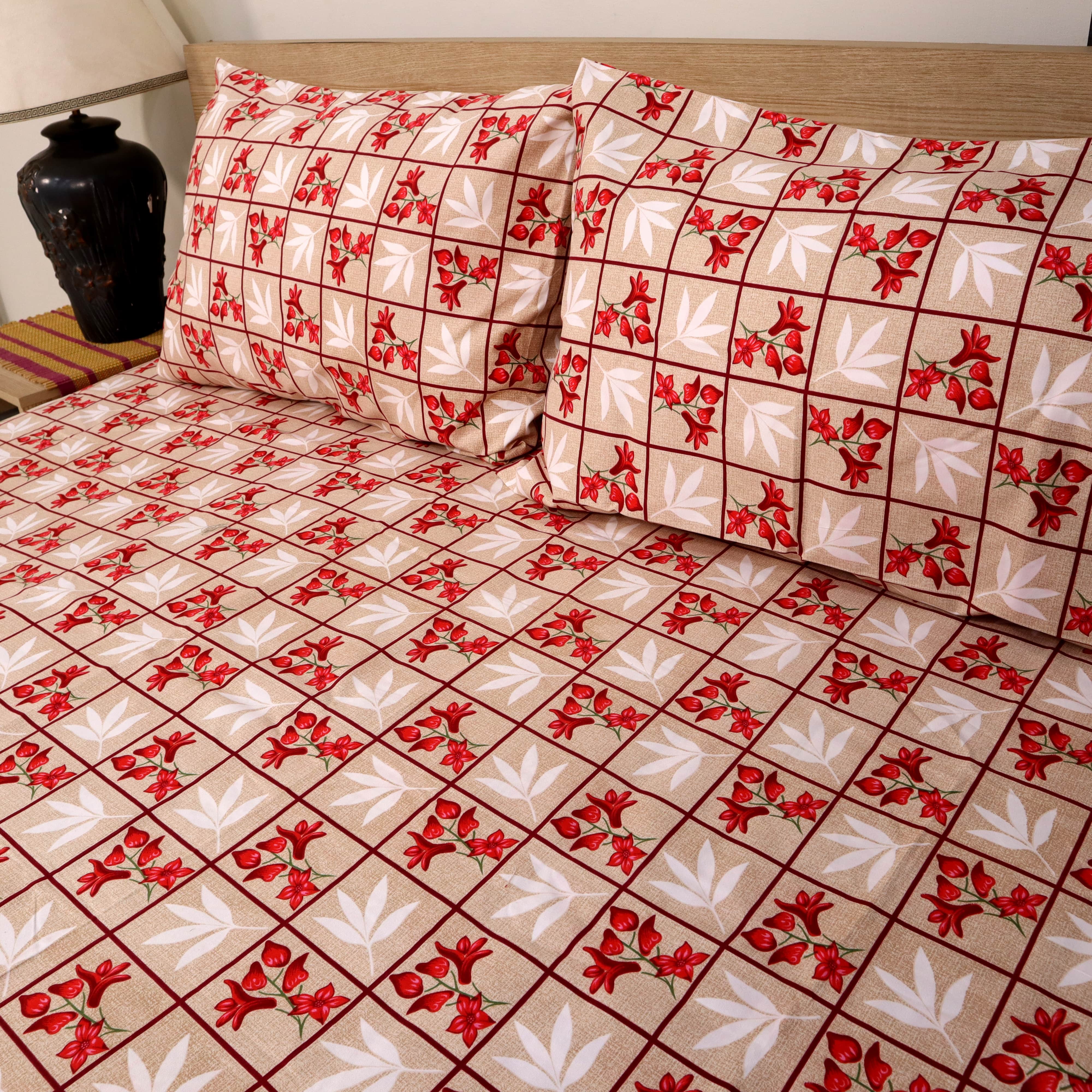 Bed Sheet Fantasy King Bed-Red Squares