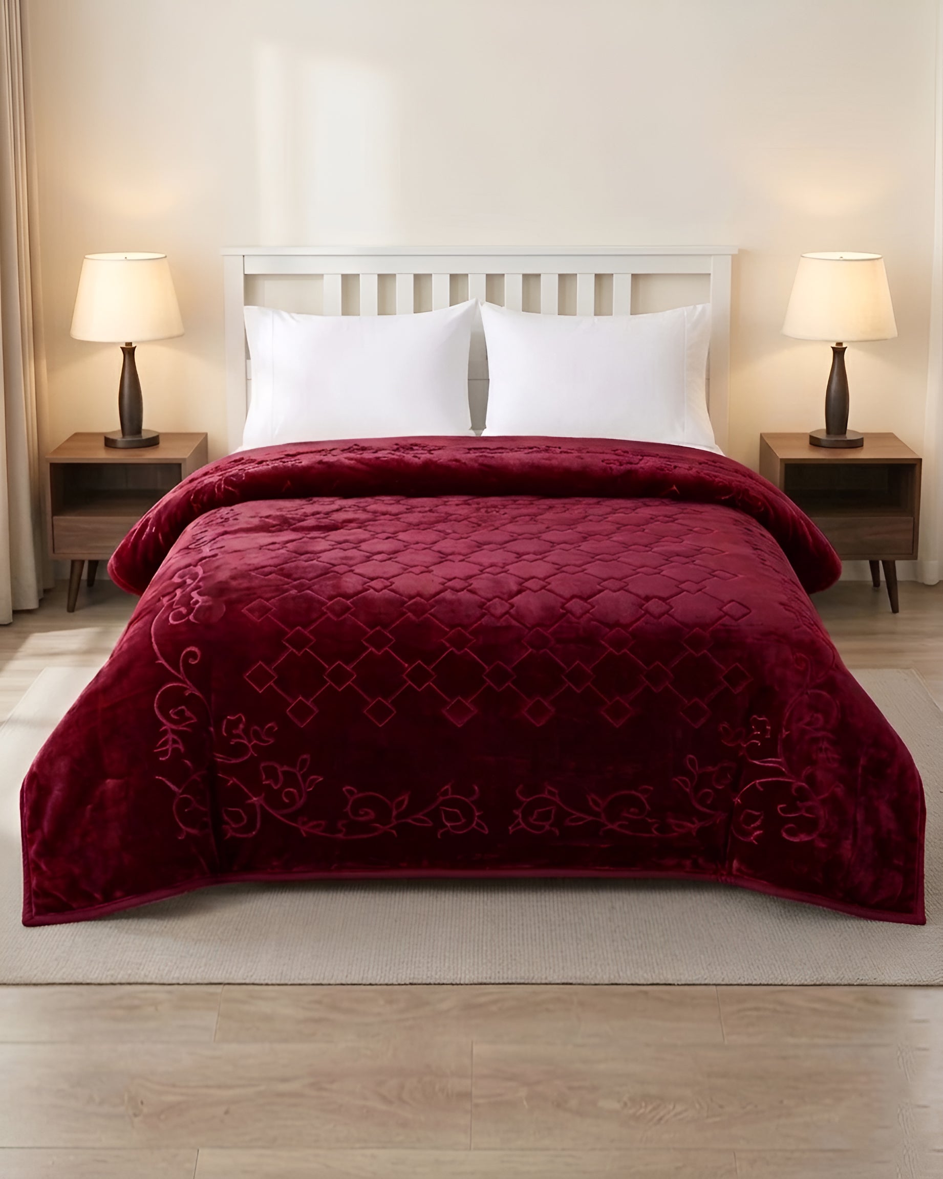 Moonlight Cloudy 4KG 2-Ply Double Bed Blanket- Merlot