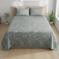 Silver 100% Cotton Printed Bedsheet (Double Bed) | Alba Collection
