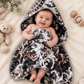 Precious 1-Ply Hood Baby Blanket - Charcoal Grey