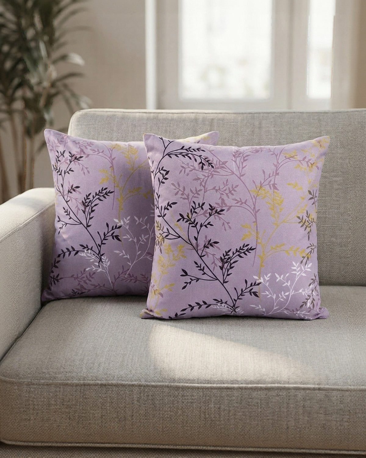Printed Filled Cushions (Pair) - Mauve