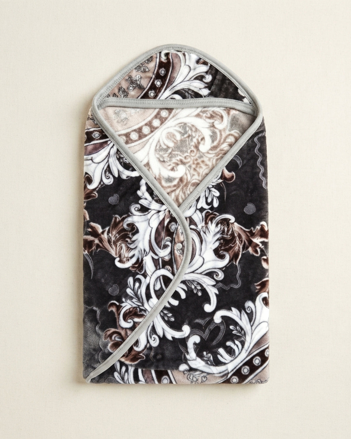 Precious 1-Ply Hood Baby Blanket - Charcoal Grey