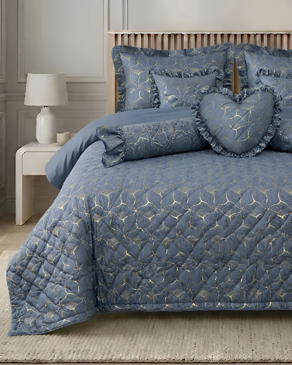 Maia Bed Set 9 Pieces- Gray