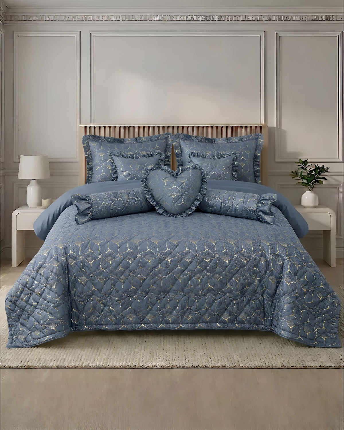 Maia Bed Set 9 Pieces- Gray