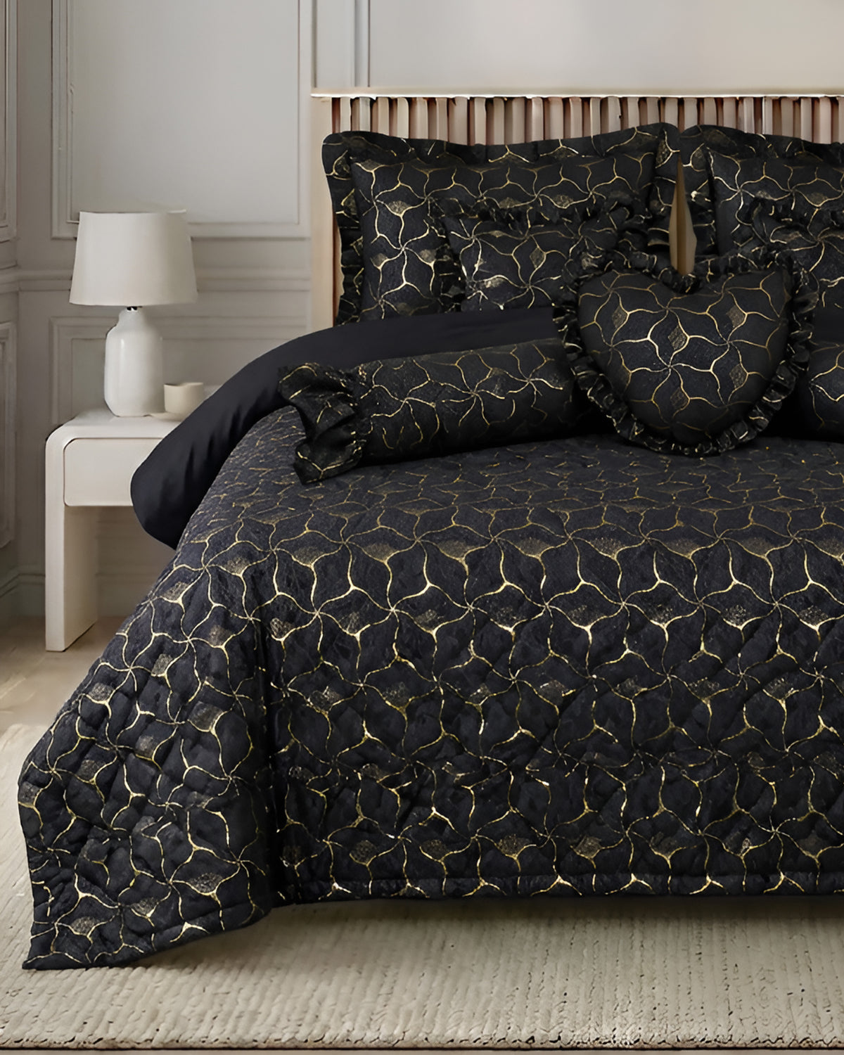Maia Bed Set 9 Pieces- Black