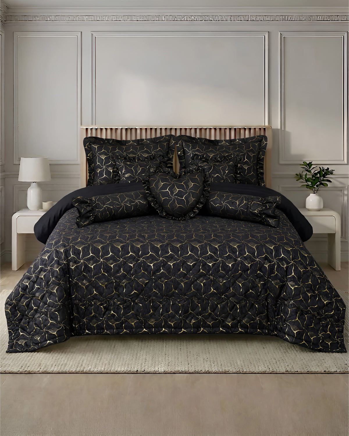 Maia Bed Set 9 Pieces- Black