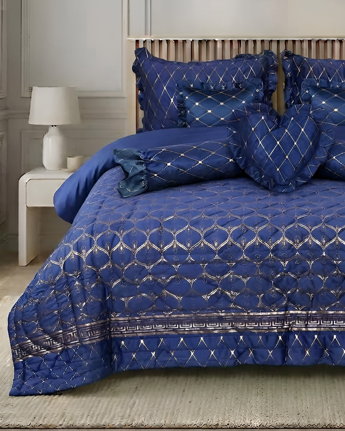Maia Bed Set 9 Pieces- Blue