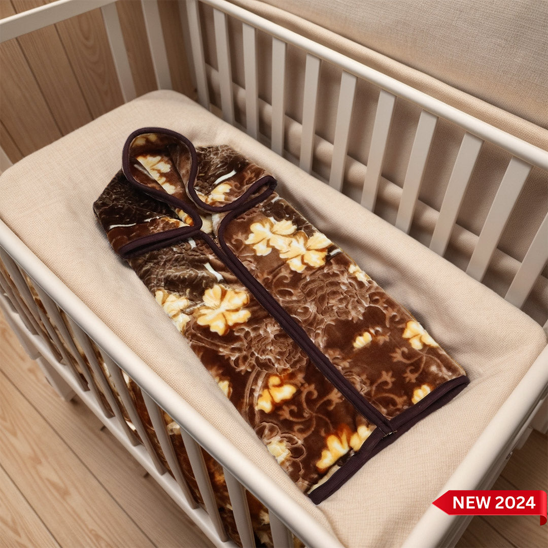Buy Baby Blanket Baby Luv Brown Floral PlushMink Online Store Plushmink