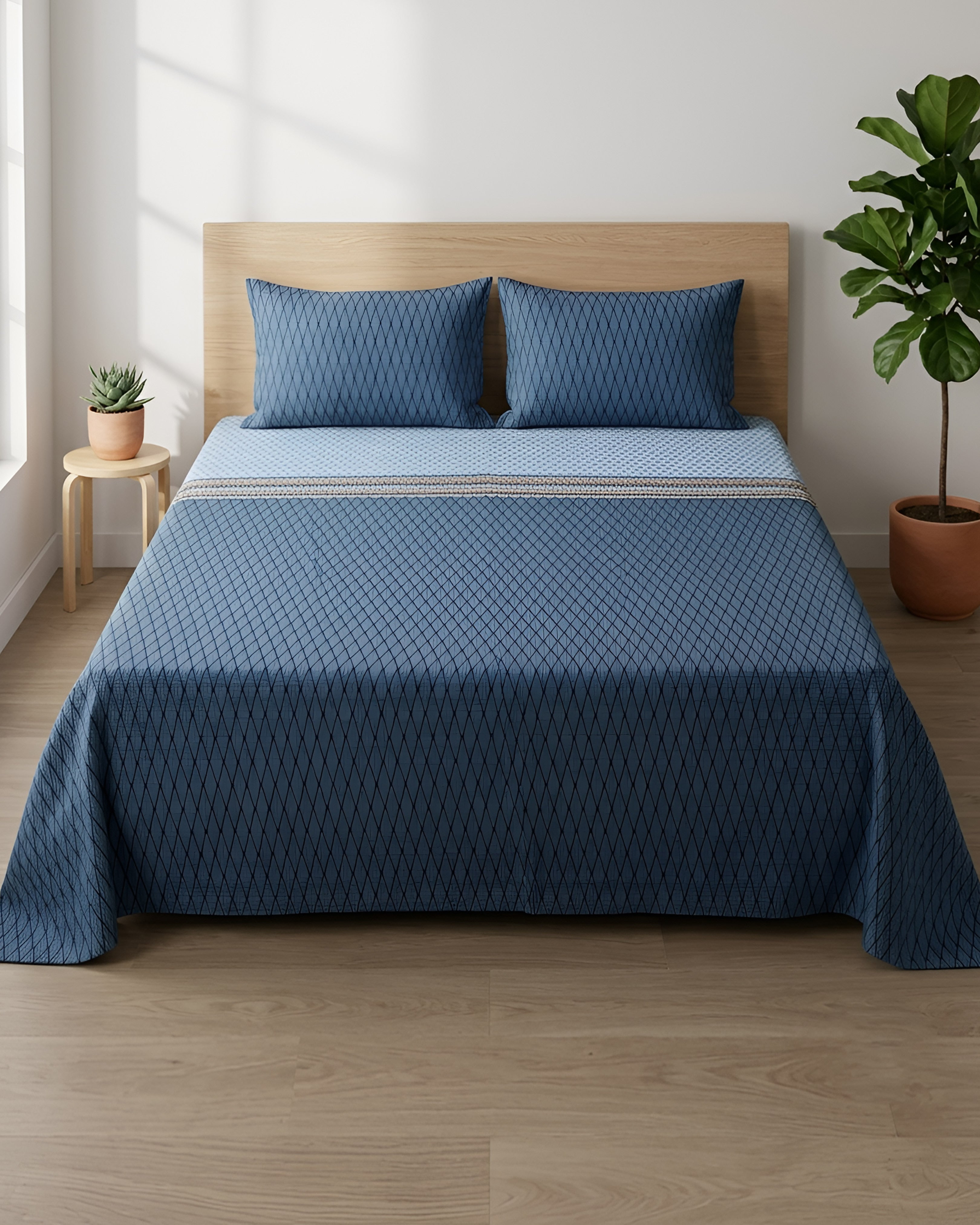 Graphite 100% Cotton Printed Bedsheet (Double Bed) | Alba Collection