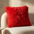 Shaggy Mink Cushion - Red