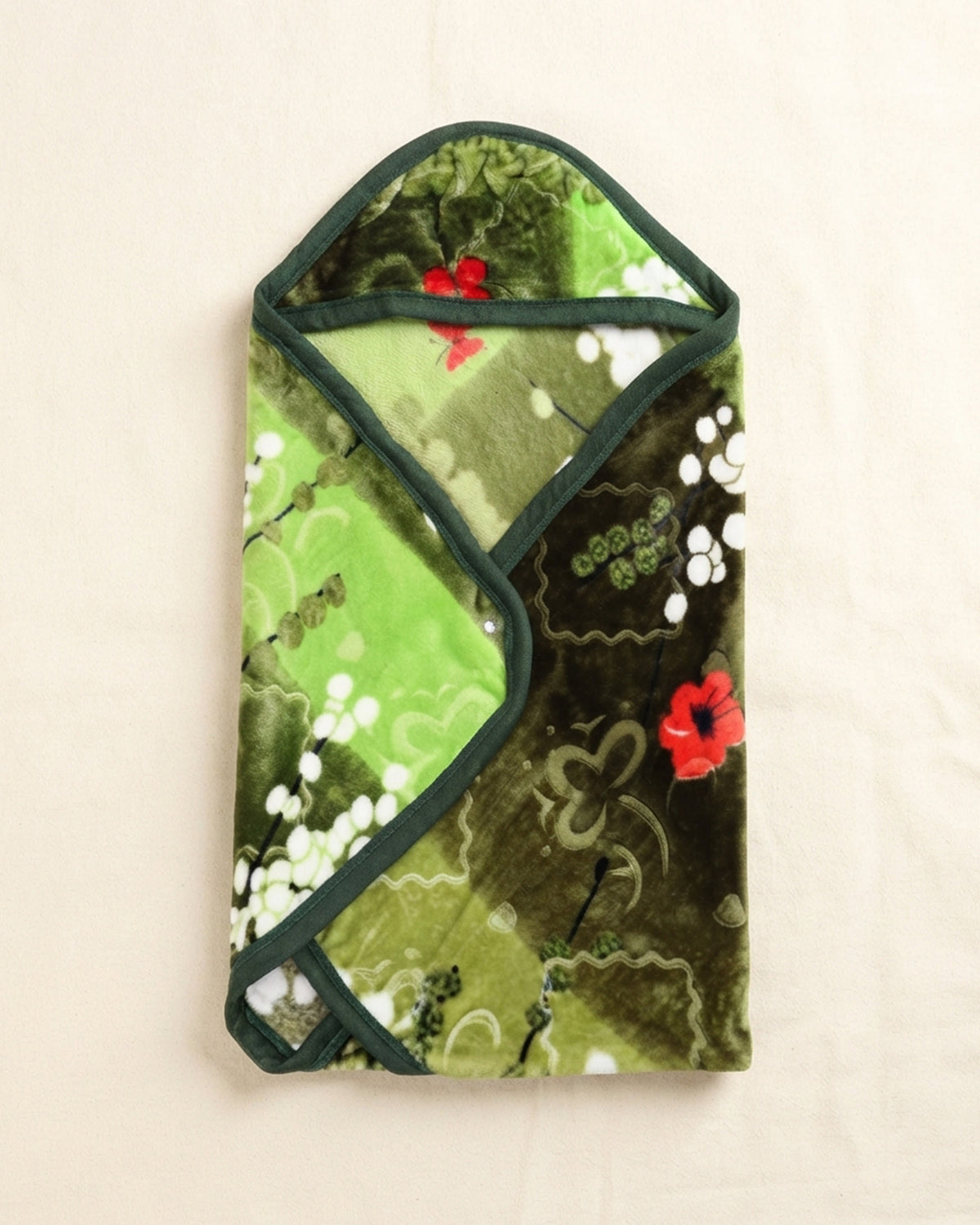 Precious 1-Ply Hood Baby Blanket - Parrot Green