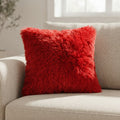 Shaggy Mink Cushion - Red