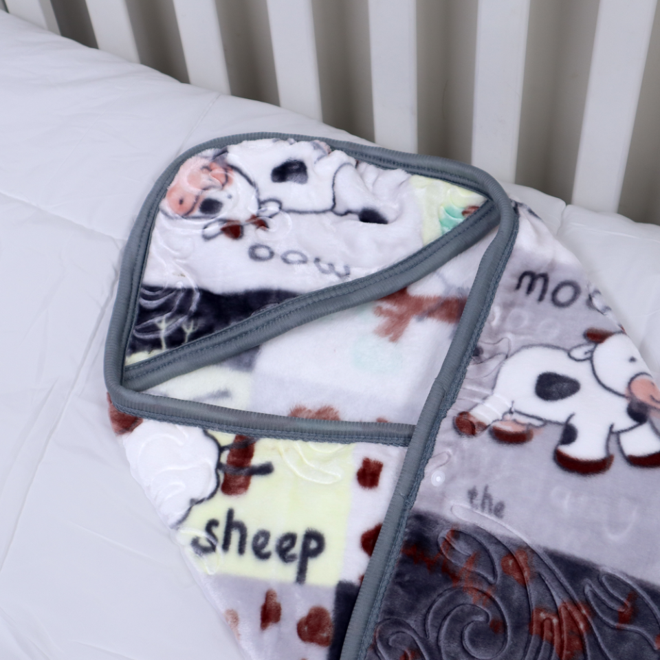 Baby Chic Baby Hood Blanket- Graymo