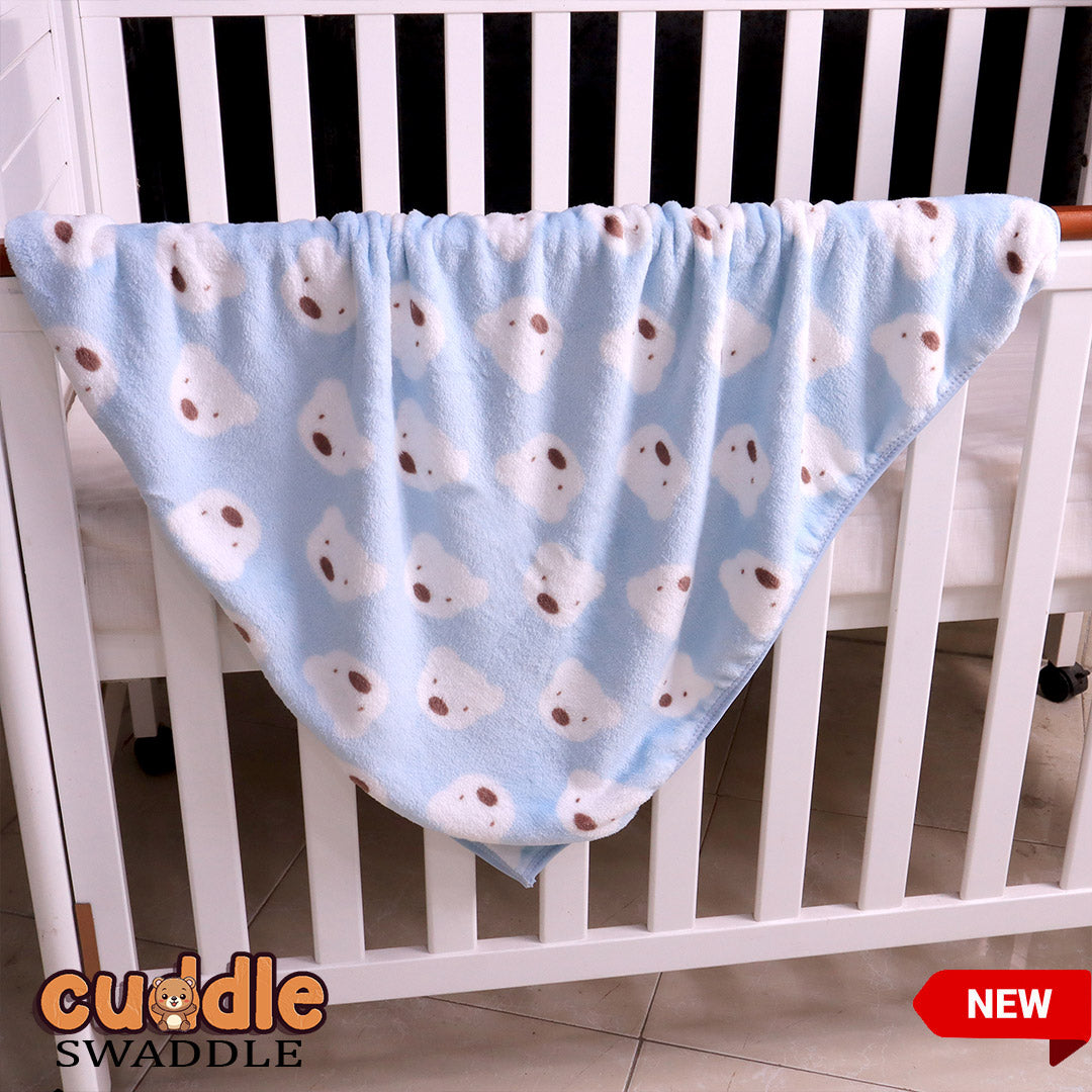 Cuddle Baby Swaddle Blanket with Hood- Pale Blue