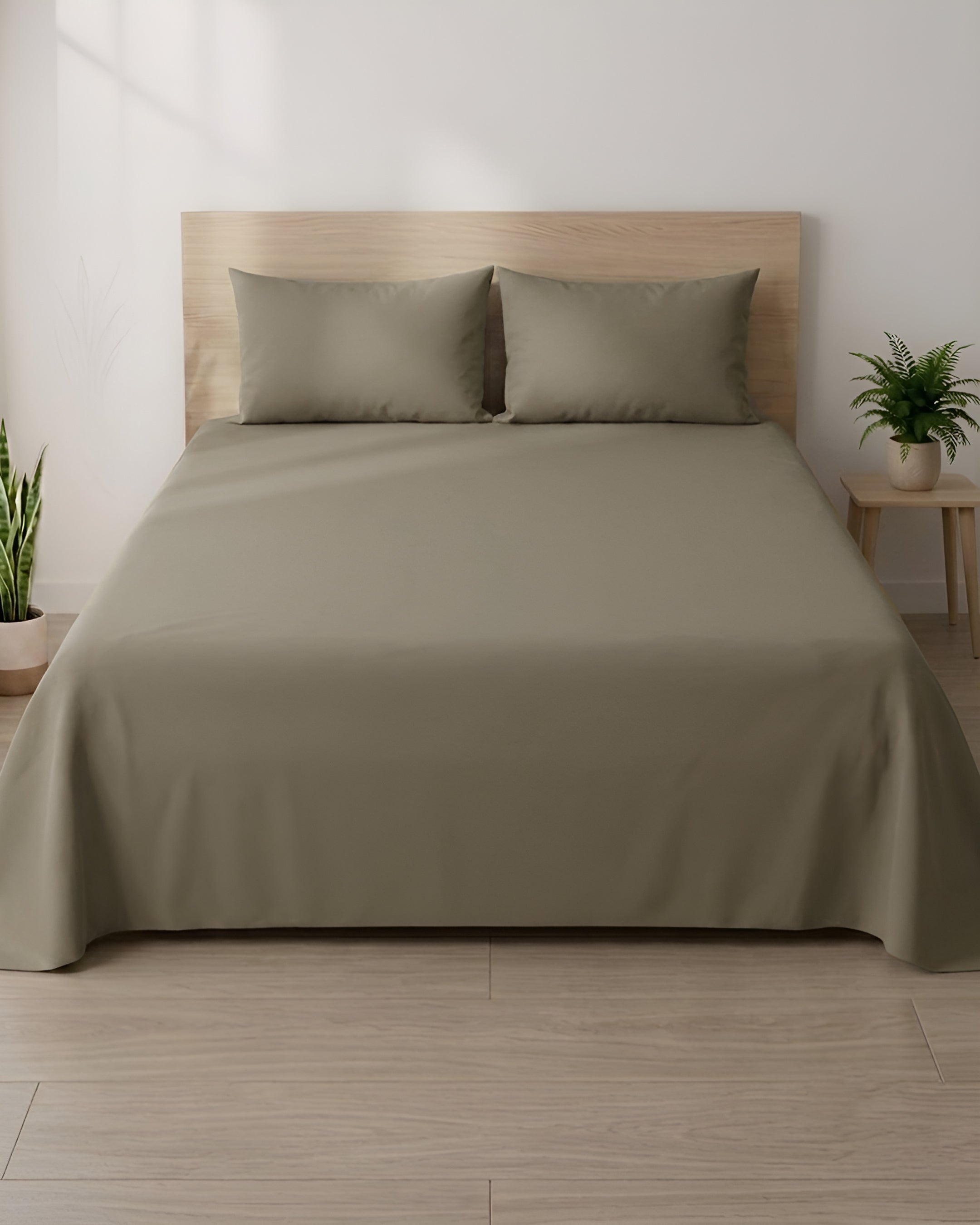 Beige 100% Cotton King Bedsheet | Sora Collection