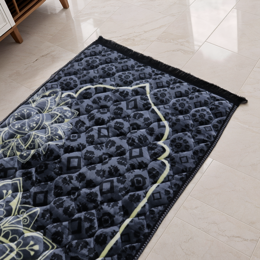 Mughal Janamaz Printed Prayer Mat-Aswad