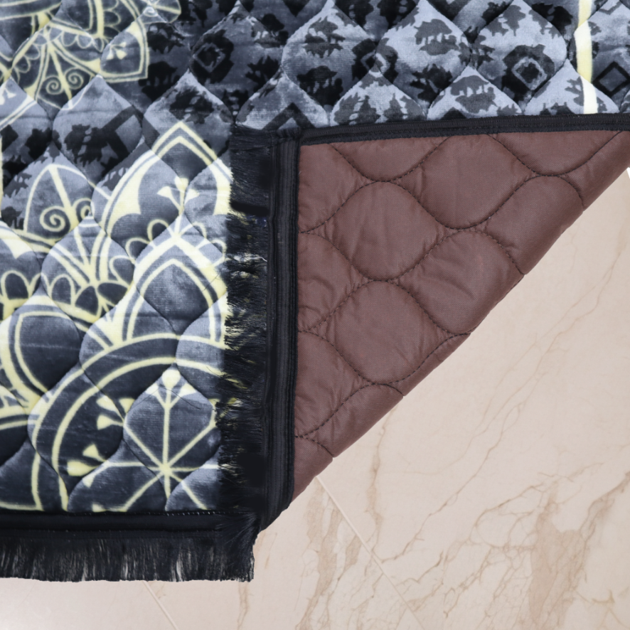 Mughal Janamaz Printed Prayer Mat-Aswad