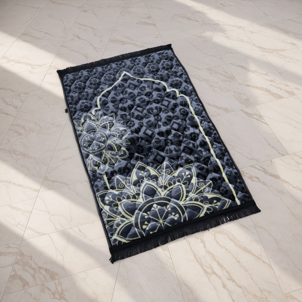 Mughal Janamaz Printed Prayer Mat-Aswad