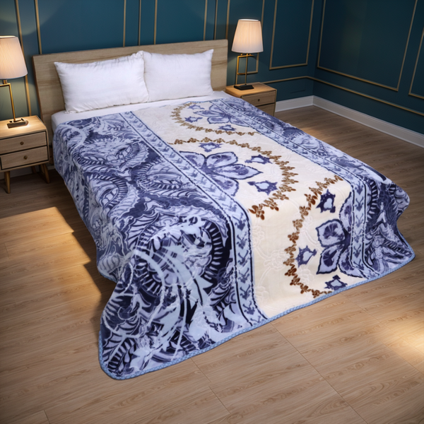 Trendy Double Bed Single Ply Blanket - Azure Gold