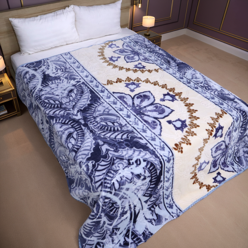 Trendy Double Bed Single Ply Blanket - Azure Gold
