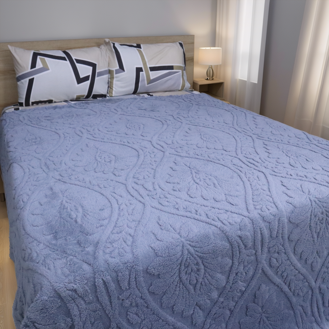 Sherpa Jacquard Throw Blanket - Blue