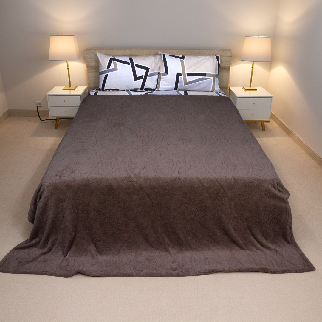 Sherpa Jacquard Throw Blanket - Brown