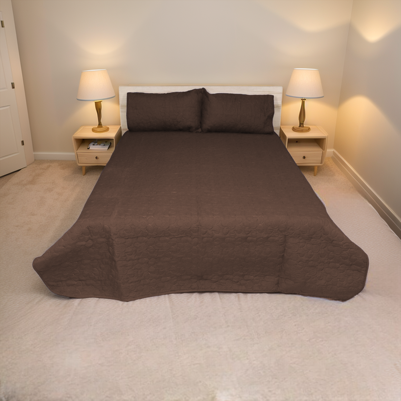 Valancia 3pcs BedSpread- Brown