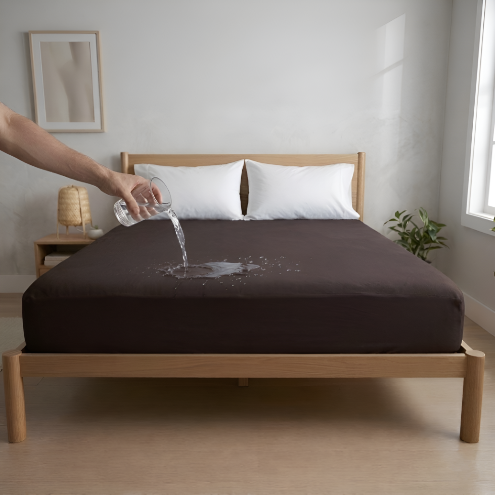 Waterproof Mattress Cover- Brown