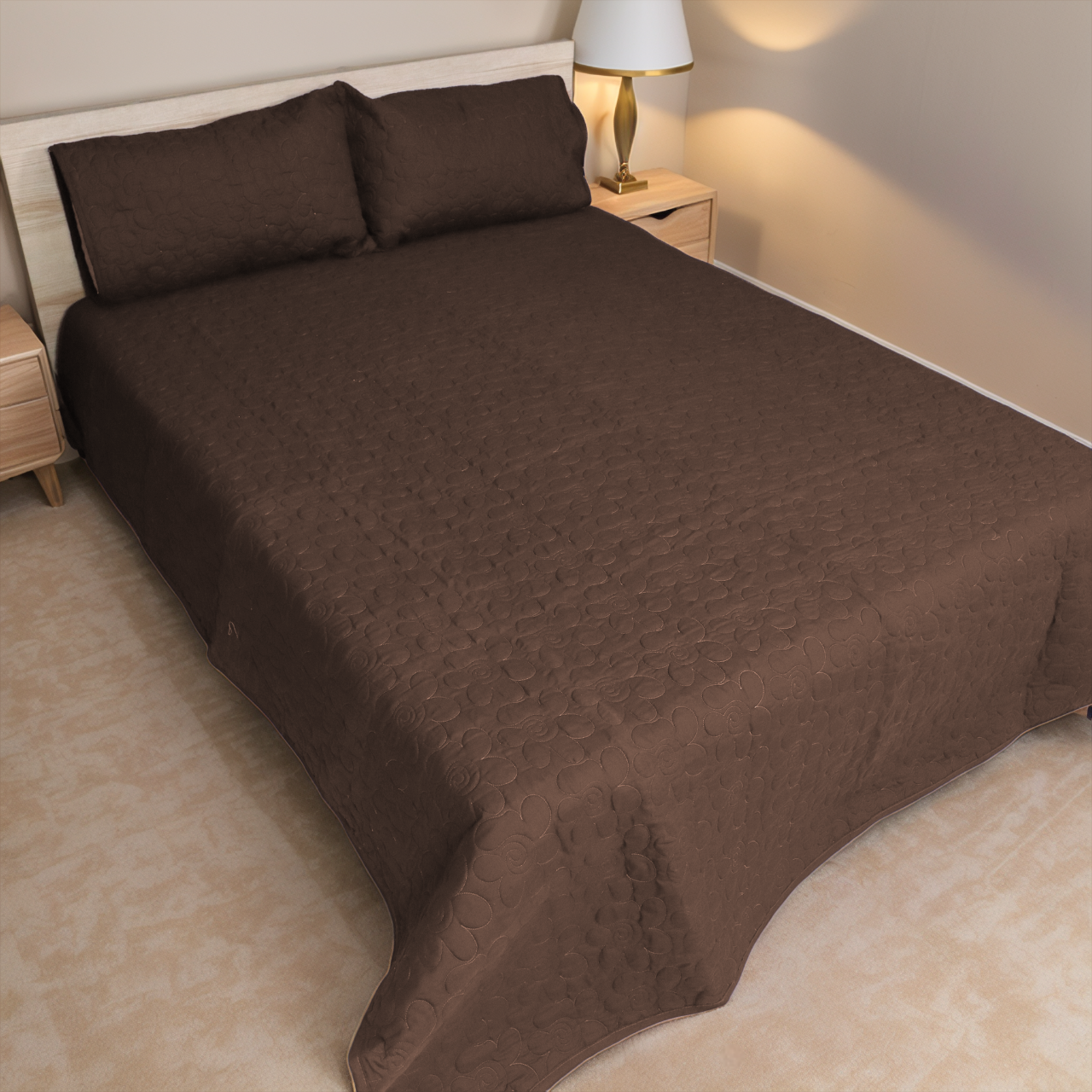 Valancia 3pcs BedSpread- Brown