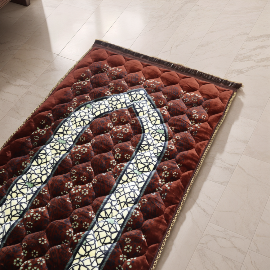 Mughal Janamaz Printed Prayer Mat-Cedar