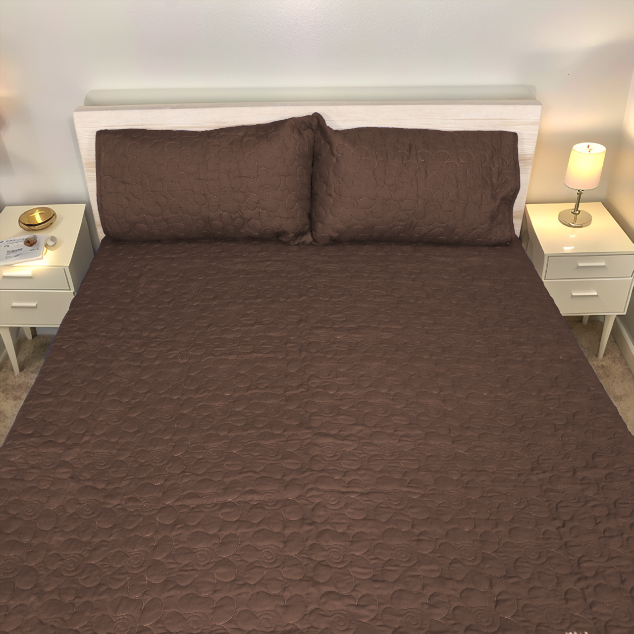 Valancia 3pcs BedSpread- Brown