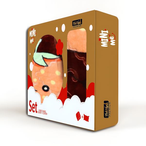 Mini Me Baby AC Flannel Blanket and Pillow Set - Brown Berry