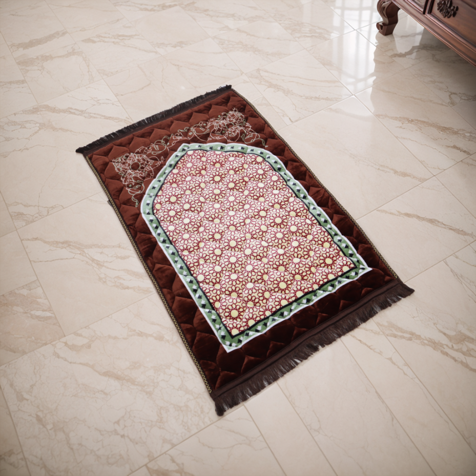 Mughal Janamaz Printed Prayer Mat-Teak