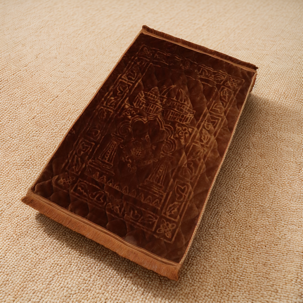 Mughal Janamaz  Embossed Prayer Mat- Rust
