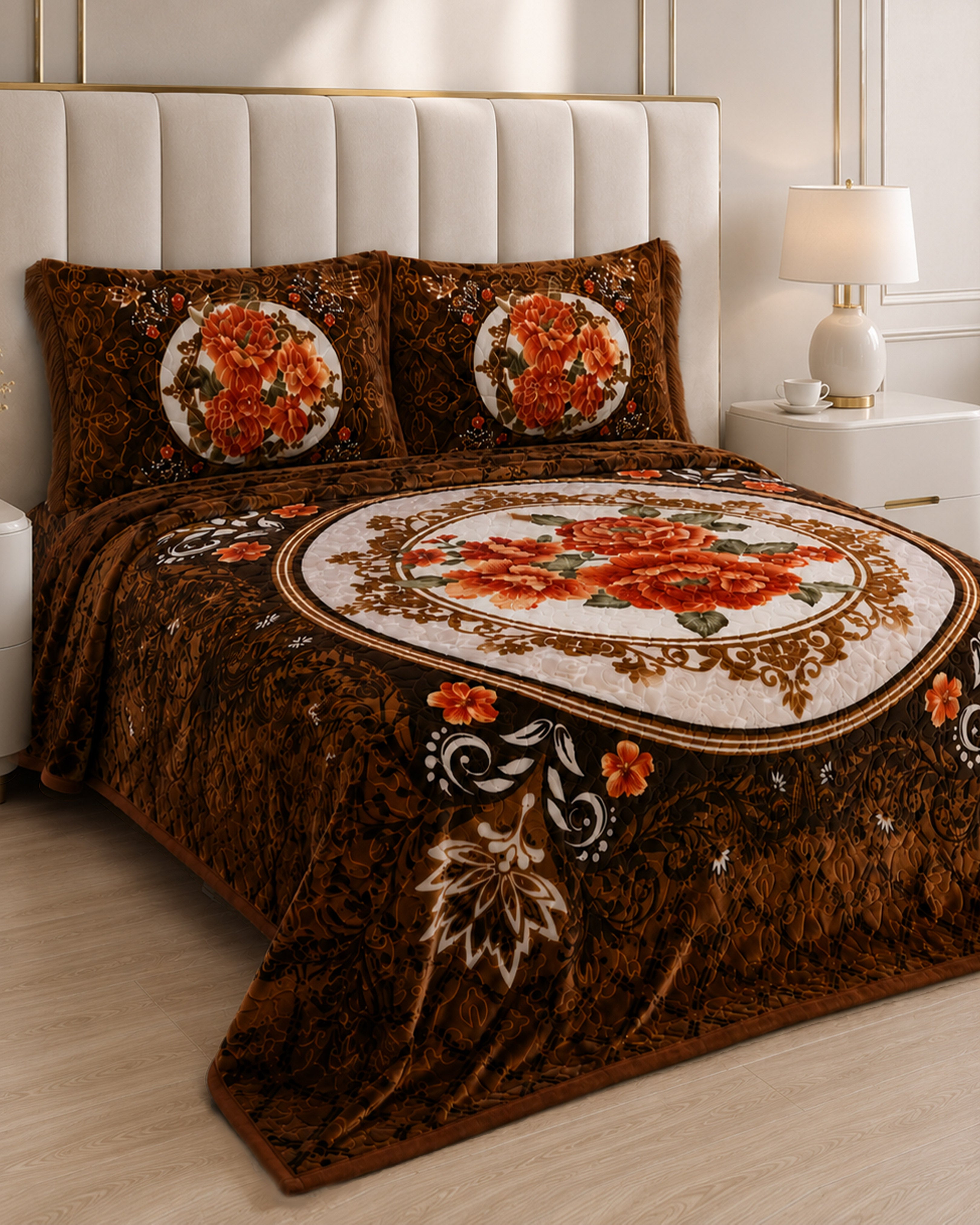 Twilight Marvell Bed Set 4 Piece-Pecan