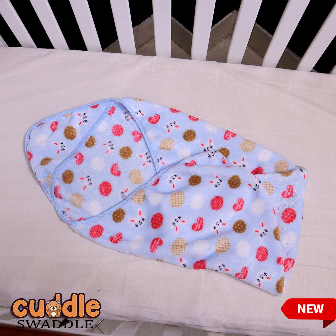 Cuddle Baby Swaddle Blanket with Hood-Light Blue