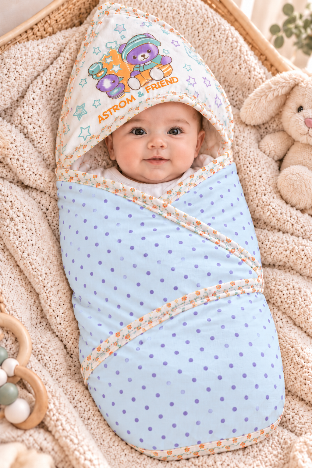 Baby Swaddle Sheet - Light Blue