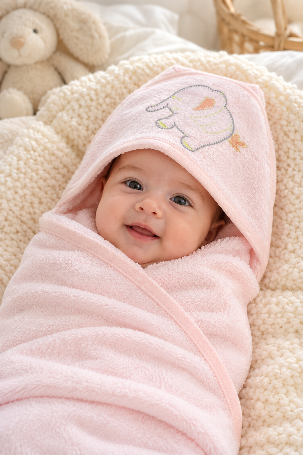 Baby Bath Towel Sheet - Light Peach