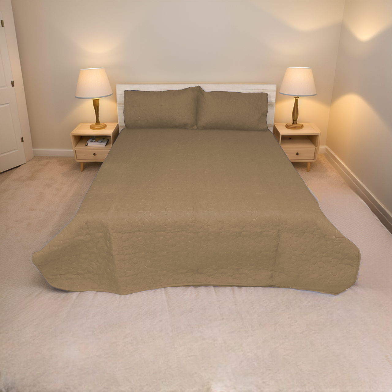 Valancia 3pcs BedSpread- Cream