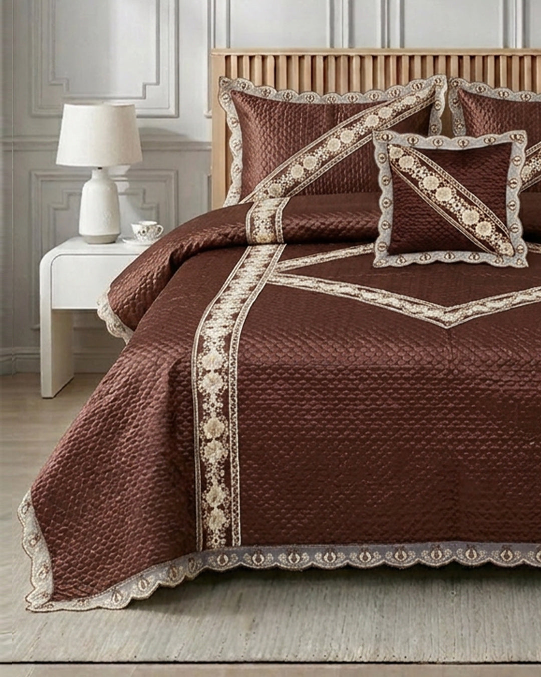 Opal 4 Piece Silk Bed Set-Amber