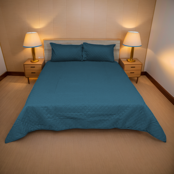 Luxe Bed Spread Lagoon Quilted Jacquard Embossed