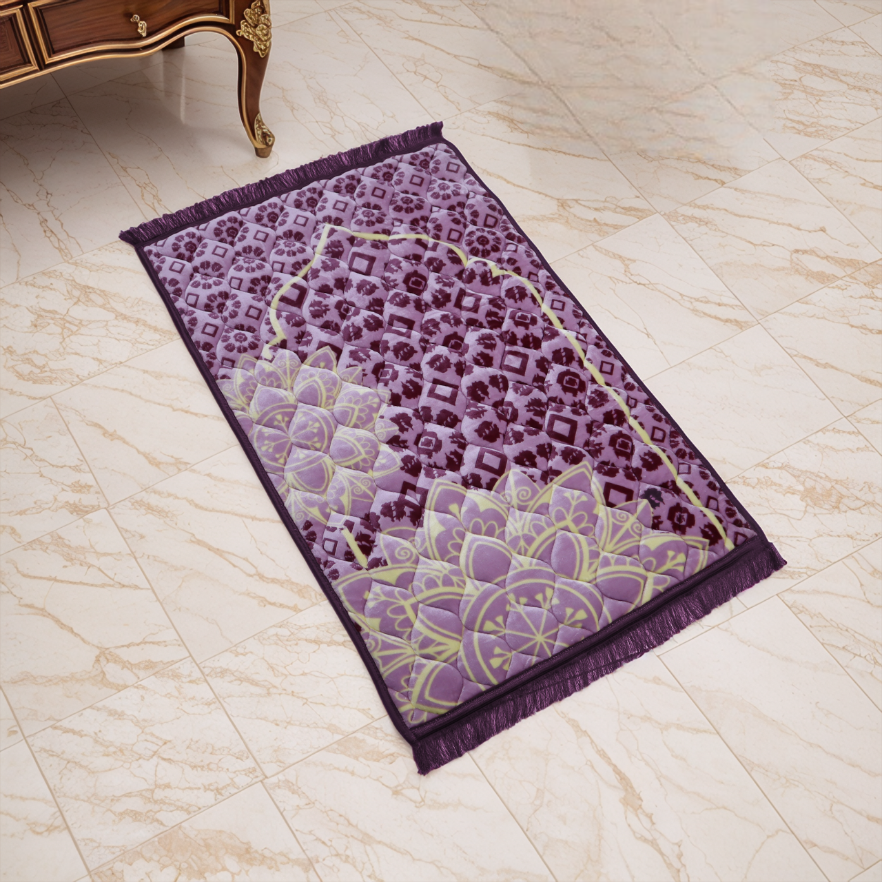 Mughal Janamaz Printed Prayer Mat-Purple
