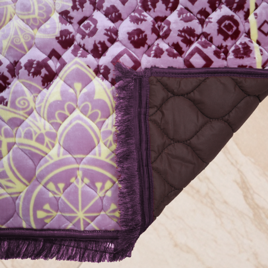 Mughal Janamaz Printed Prayer Mat-Purple