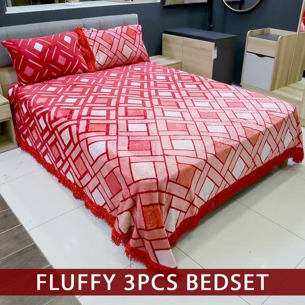 Fluffy 3 Pieces Bed Set- Red Ascents