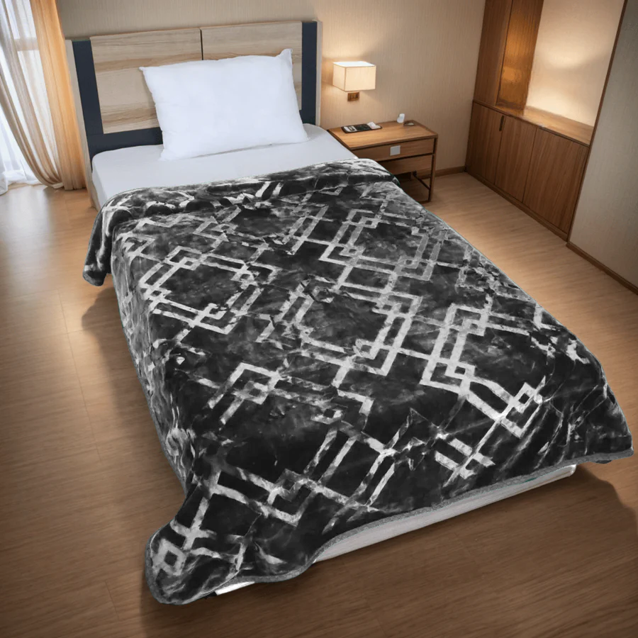 Super Sonic Cloudy 2-Ply Single Bed Blanket - Gray