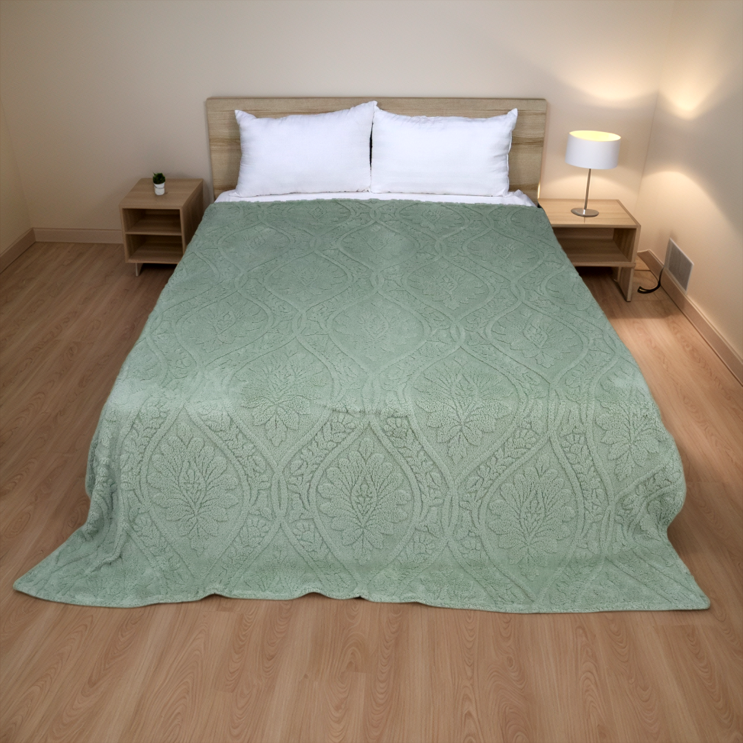 Sherpa Jacquard Throw Blanket - Green