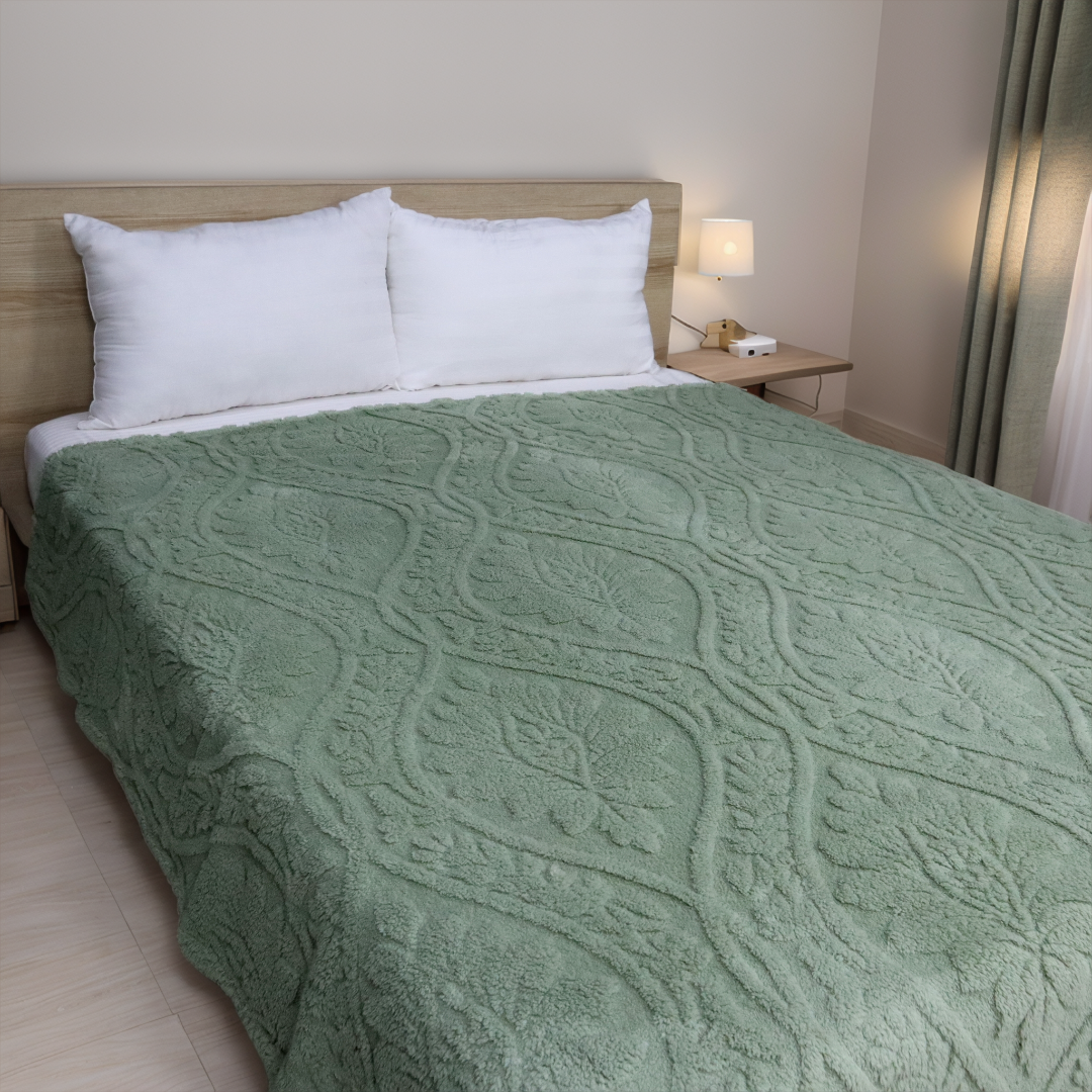 Sherpa Jacquard Throw Blanket - Green