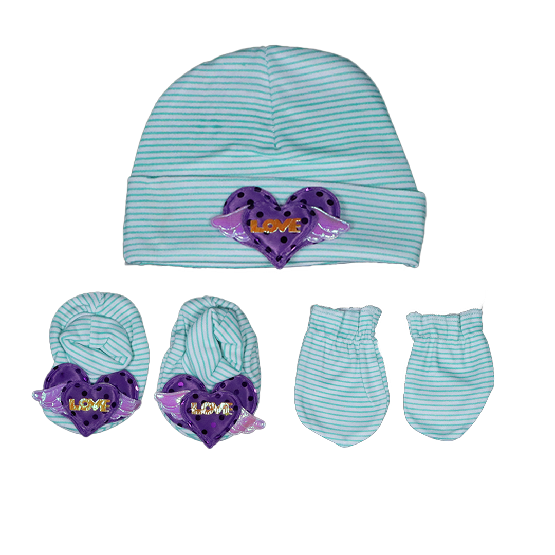 3 Pieces Baby Cap Set- Mom hug's Comfy-Mint