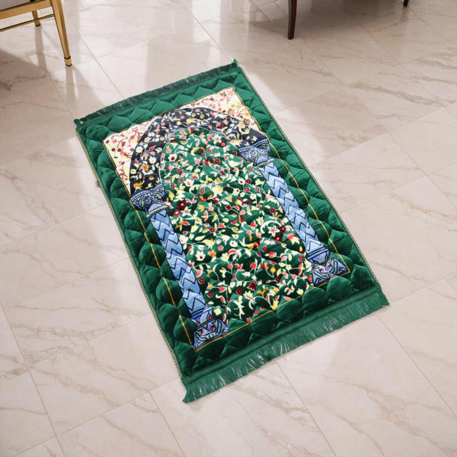 Mughal Janamaz Printed Prayer Mat-Meadow