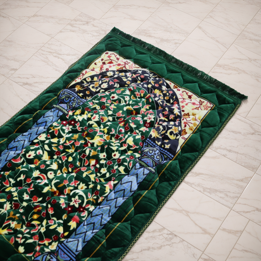 Mughal Janamaz Printed Prayer Mat-Meadow